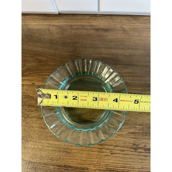 Vintage Mid Century Aquamarine Glass Ashtray Trinket Dish 4 1/2" - Picture 4 of 5